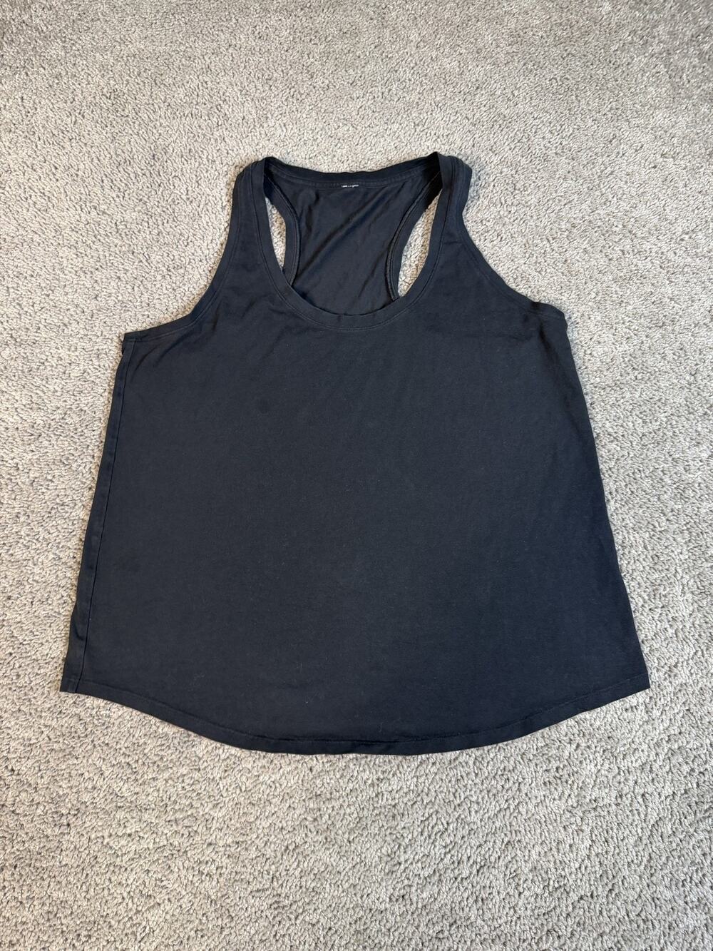Lululemon Tank Womens 8 Black Scoop Neck Tagless Stretch Relaxed Cotton